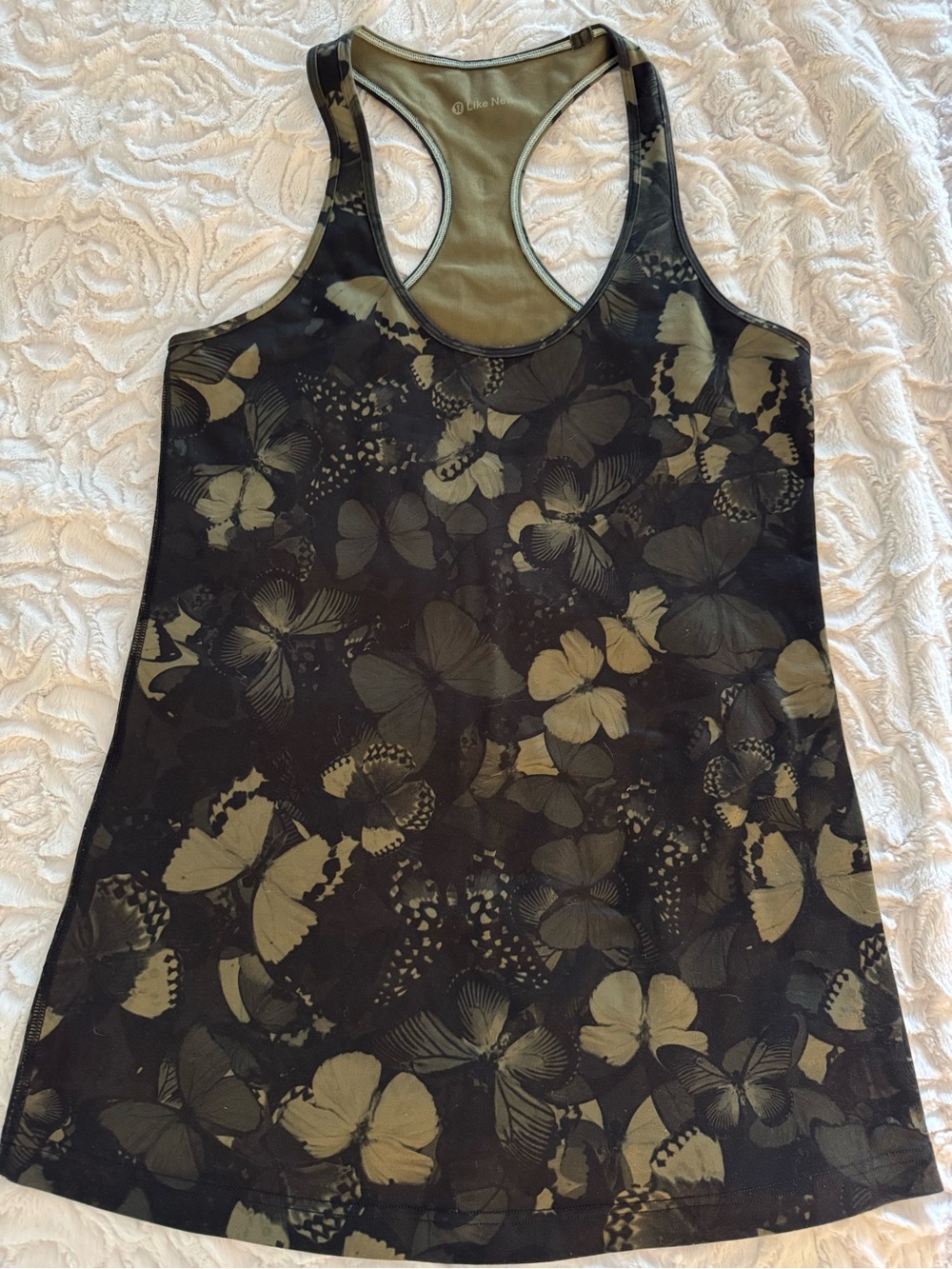 lululemon athletica Olive and Black Butterfly Racerback Tank